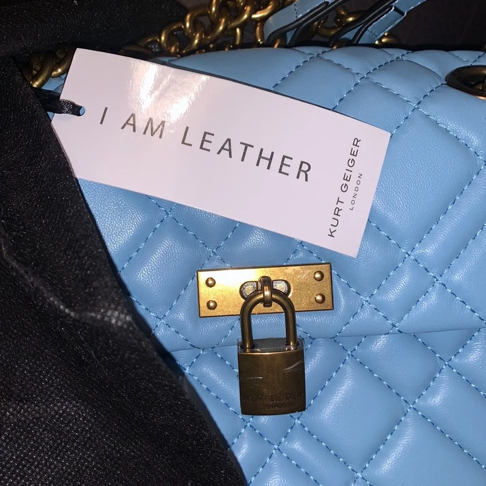 NWT Kurt Geiger London brixton lock a quilted leather adjustable shoulderstrap